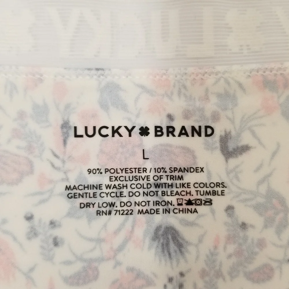 Lucky Brand Seamless Panty Blue & Pink Floral Sz L NWT
